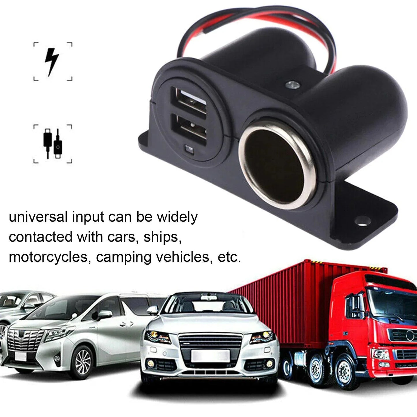 Car Cigarette Lighter Socket Splitter Dual USB Charger Power Adapter Outlet 12V Anti Spier