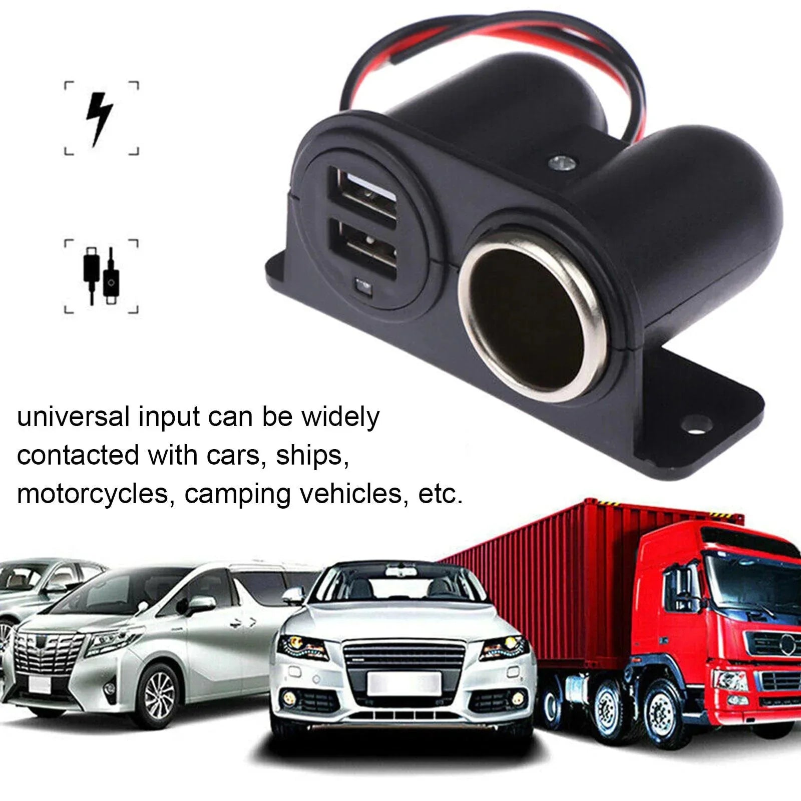 Car Cigarette Lighter Socket Splitter Dual USB Charger Power Adapter Outlet 12V Anti Spier