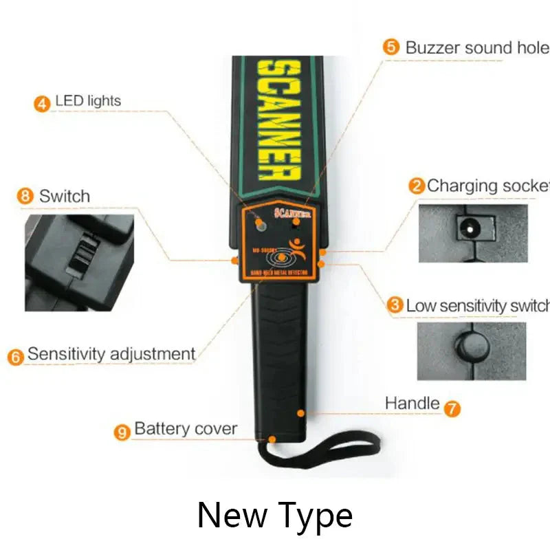 Portable Metal Detector Security Electronic Body Measurement Tool Anti Spier