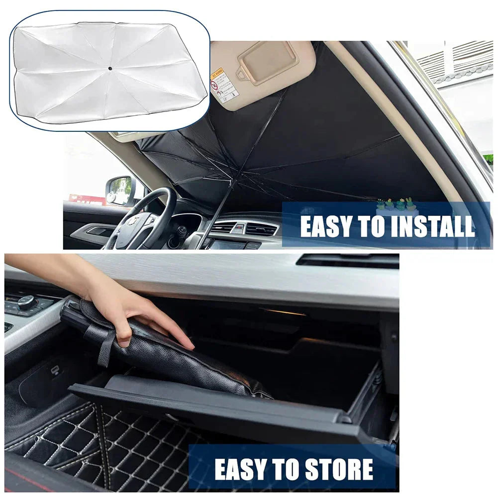 57" Car Windshield Sun Shade Foldable Umbrella Front Window Cover Visor Umbrella Anti Spier