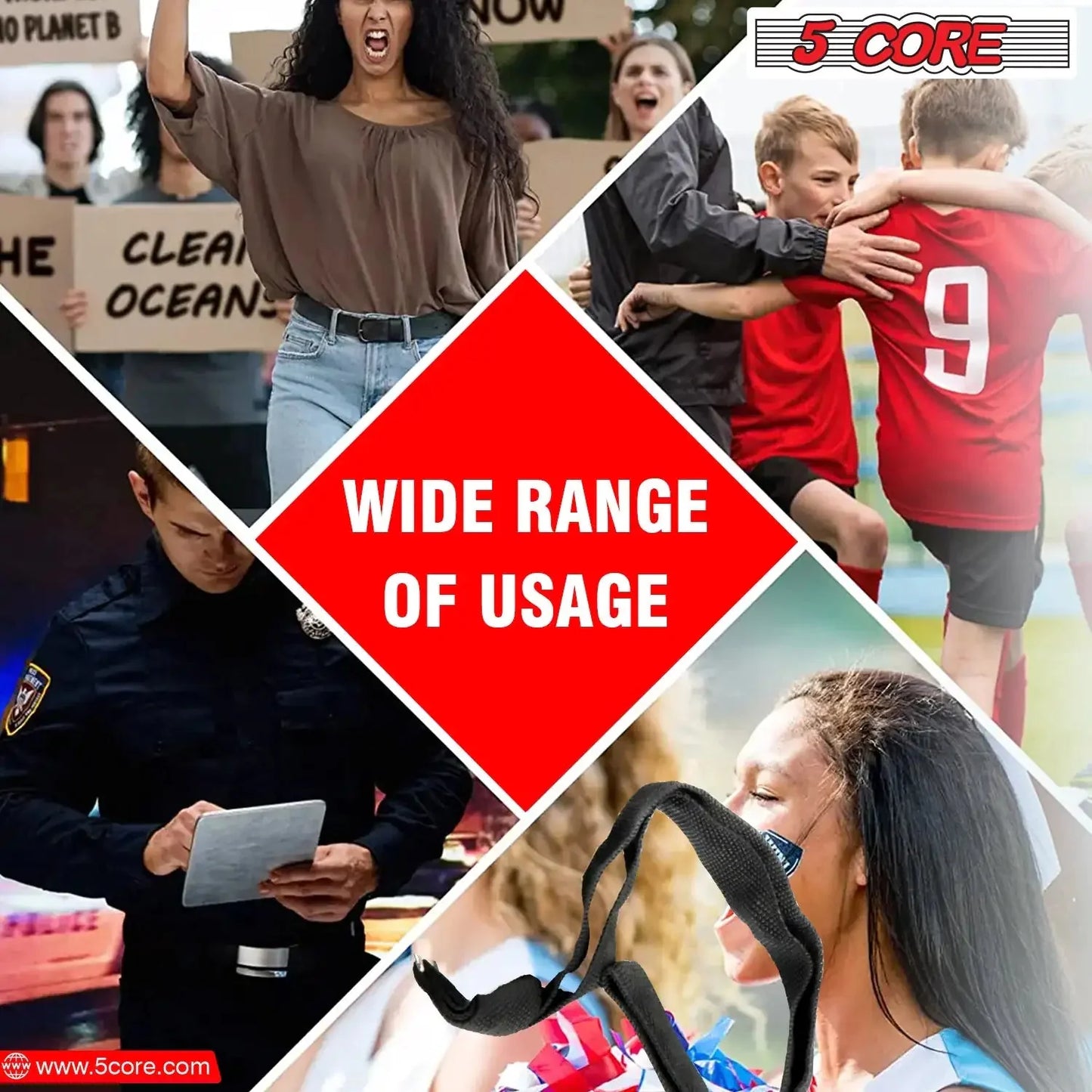 5Core Megaphone Bullhorn Speaker 30W LED Bull Horn Battery Power Cheer Megafono 800 Yard Anti Spier