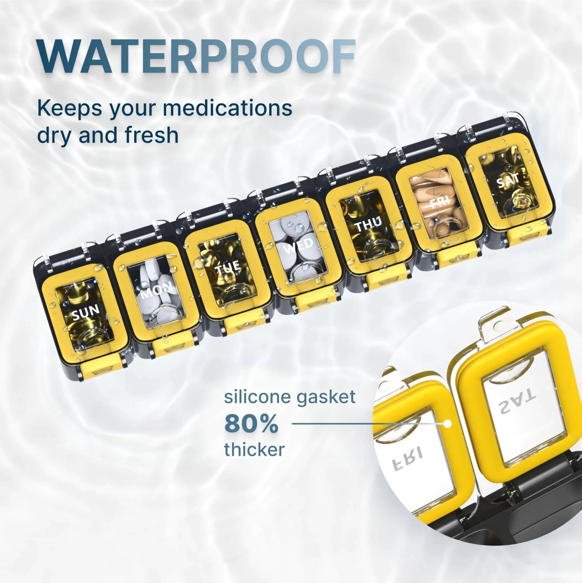 Weekly Medicine Pill Organizer Waterproof 7 Day Large Pill Box Daily Pill Case Anti Spier
