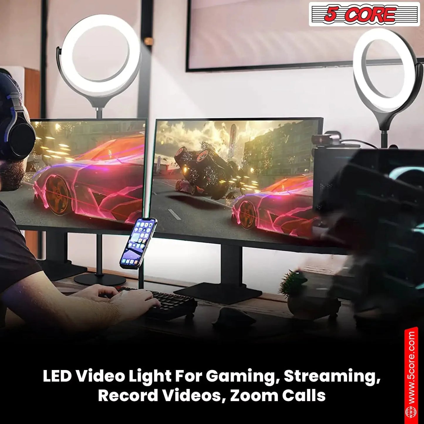 6 inch Ring Light with Cell Phone Stand Adjustable Ring light Angle  LED Circle Light w Phone Holder Anti Spier