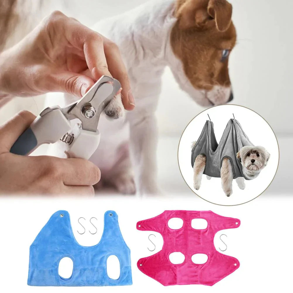 Portable Pet Dog Cat Grooming Hanging Hammock Harness Breathable Groom Helper US Anti Spier