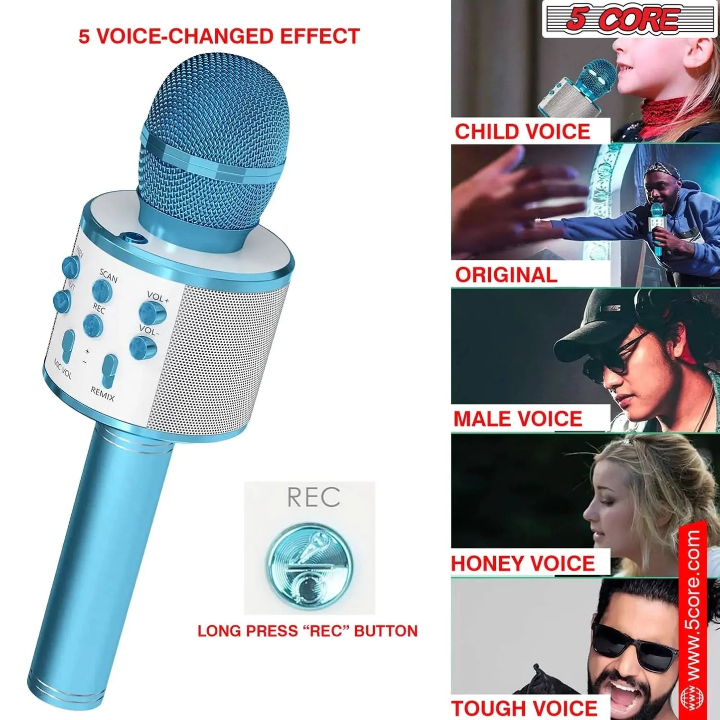 5Core Wireless Karaoke Microphone Bluetooth Mic Portable Handheld Microfonos Inalambricos Anti Spier