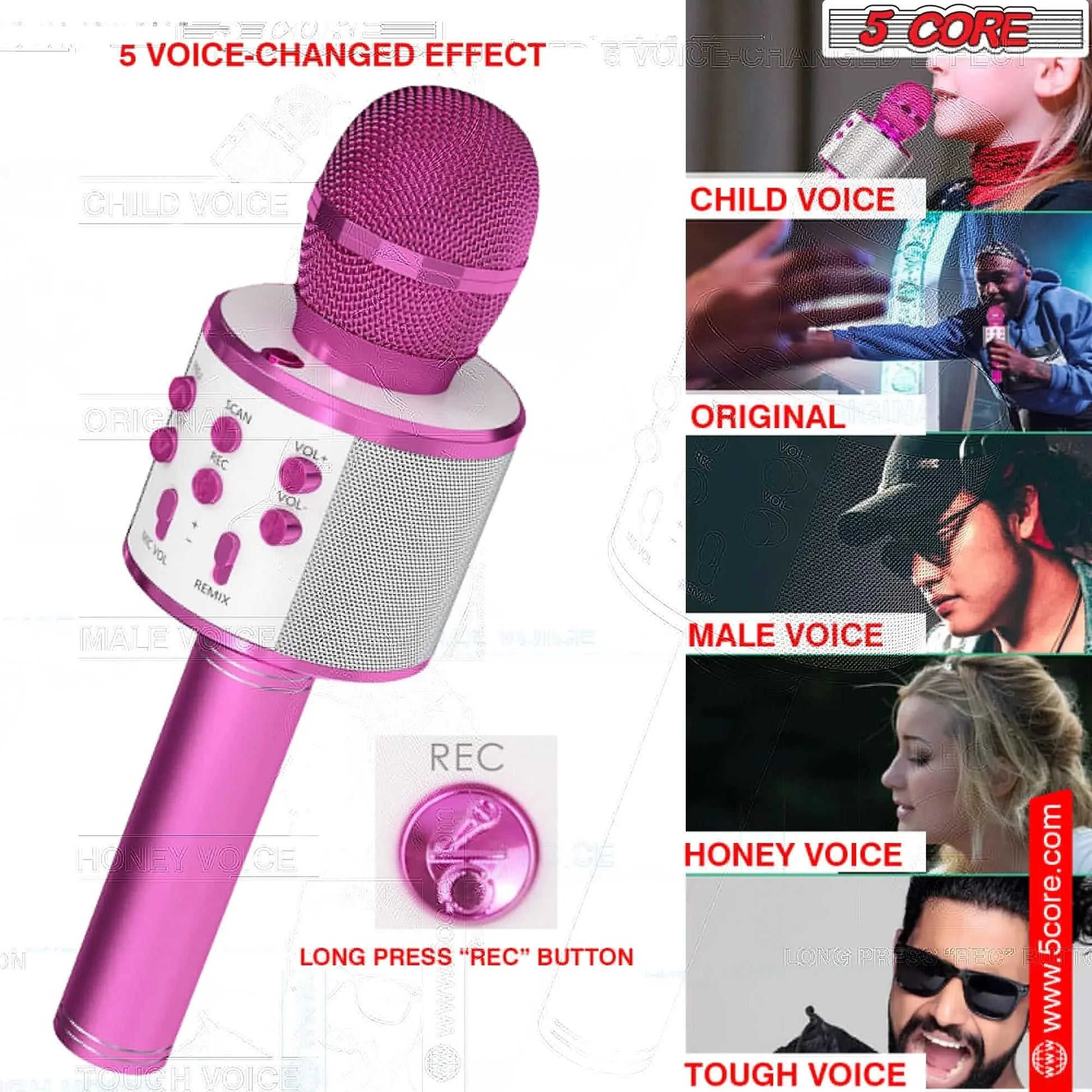 5Core Wireless Karaoke Microphone Bluetooth Mic Portable Handheld Microfonos Inalambricos Anti Spier