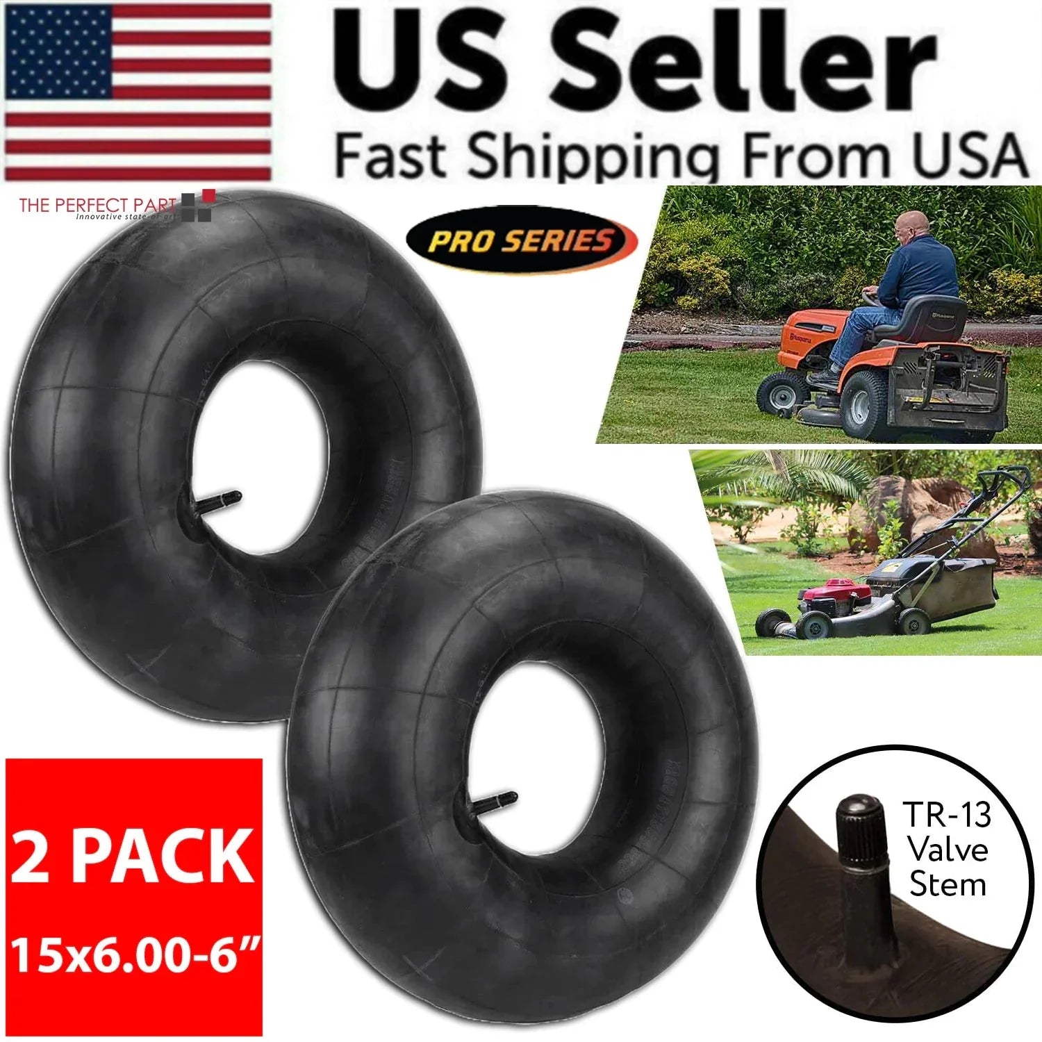 2PCS 15x6.00-6 Lawn Mower Tire Inner Tubes 15X6-6, 15X6x6, 15/6x6 TR13 Valve ATV Anti Spier