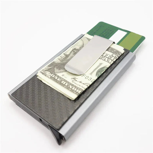 Aluminum Alloy RFID Wallet with Carbon Fiber Card Case Anti Spier