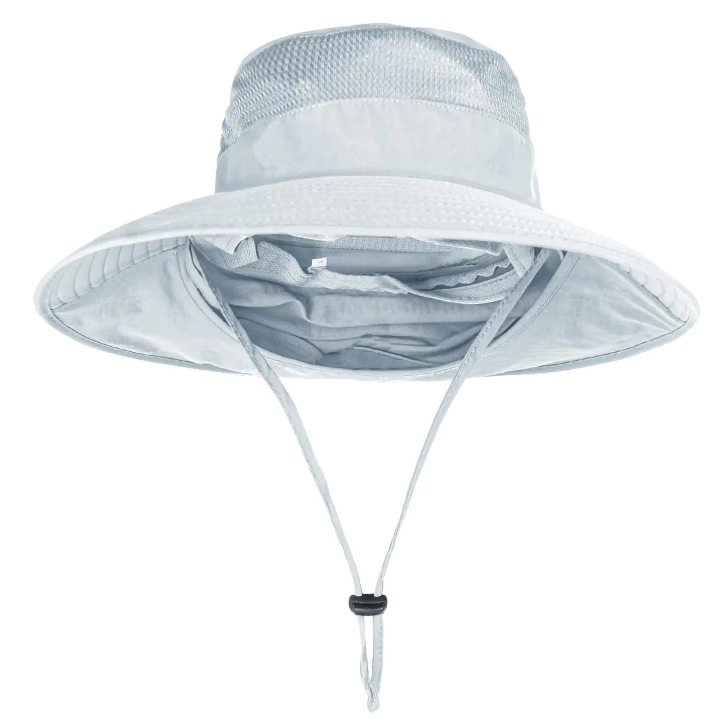 Sun Hats for Men Women Fishing Hat UPF 50+ Breathable Wide Brim Bucket Hats Summer UV Protection Safari Hat with Neck Flap Black/Light Grey 2 Anti Spier