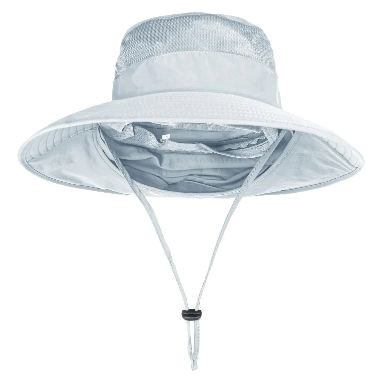 Sun Hats for Men Women Fishing Hat UPF 50+ Breathable Wide Brim Bucket Hats Summer UV Protection Safari Hat with Neck Flap Black/Light Grey 2 Anti Spier