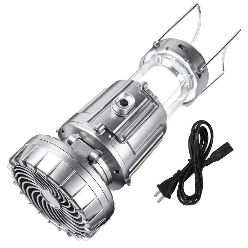 Portable Outdoor Solar LED Lights Waterproof Lantern with Fan Anti Spier