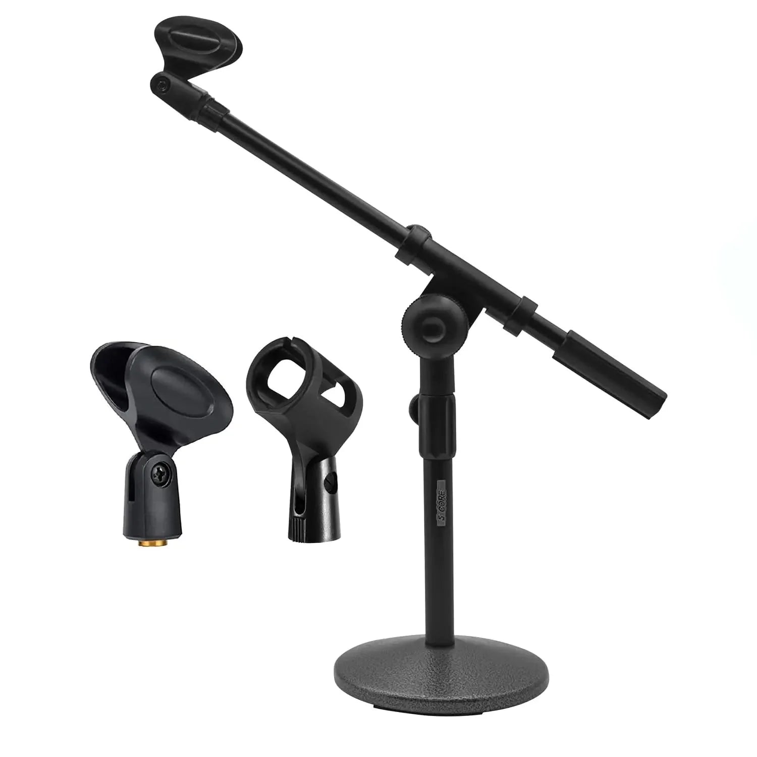 5Core Round Base Desktop Mic Stand Universal Desk Microphone Holder Table Top Stands BLACK Anti Spier