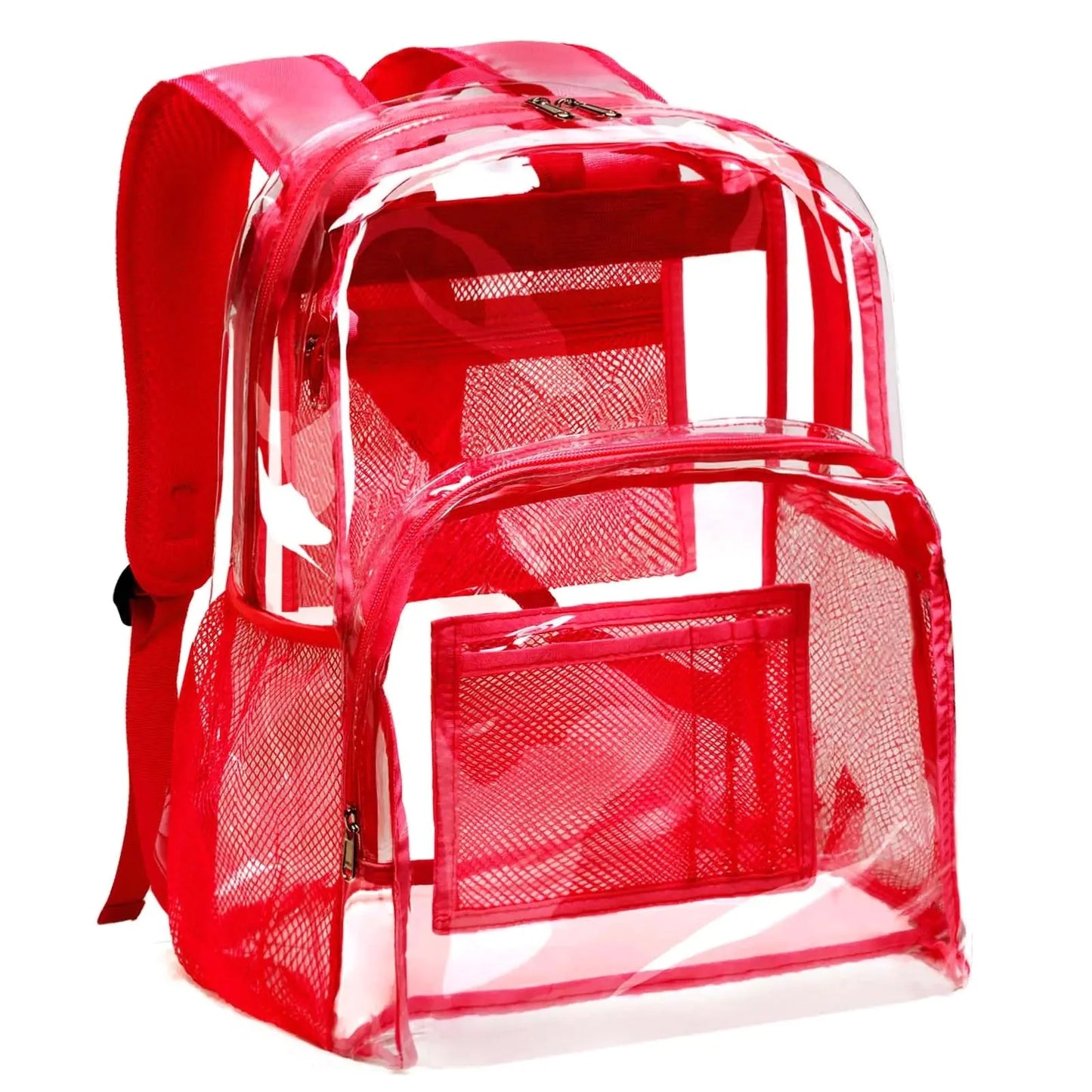 Vorspack Clear Backpack Heavy Duty - PVC Transparent Backpack Large Clear Book Bag for College Work Red Anti Spier
