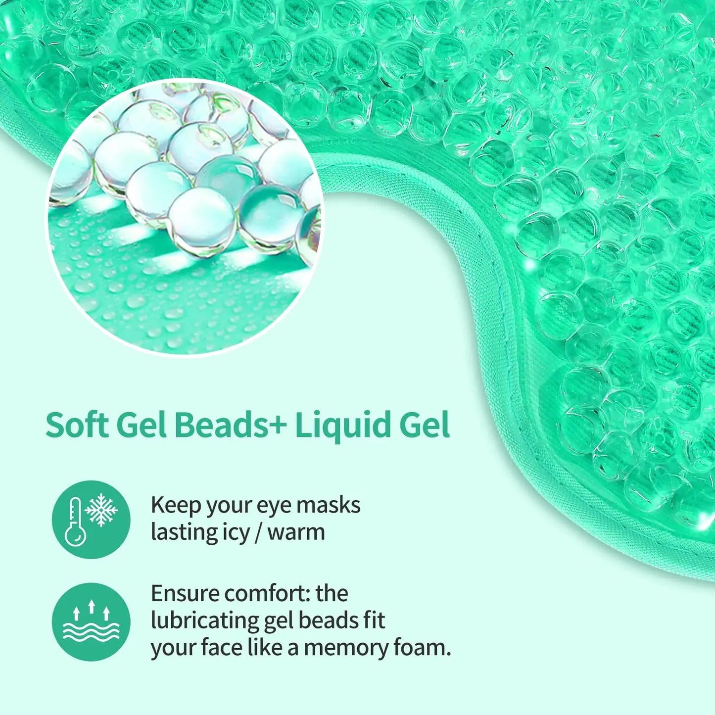 2PCS Gel Eye Mask Reusable Hot Cold Therapy Gel Bead Eye Mask for Puffiness /Dark Circles/Eye Bags /Dry Eyes/Headaches/Migraines/Stress Relief, Cooling Eye Mask Hot/Cold Compress Eye Mask (Green) Green Anti Spier