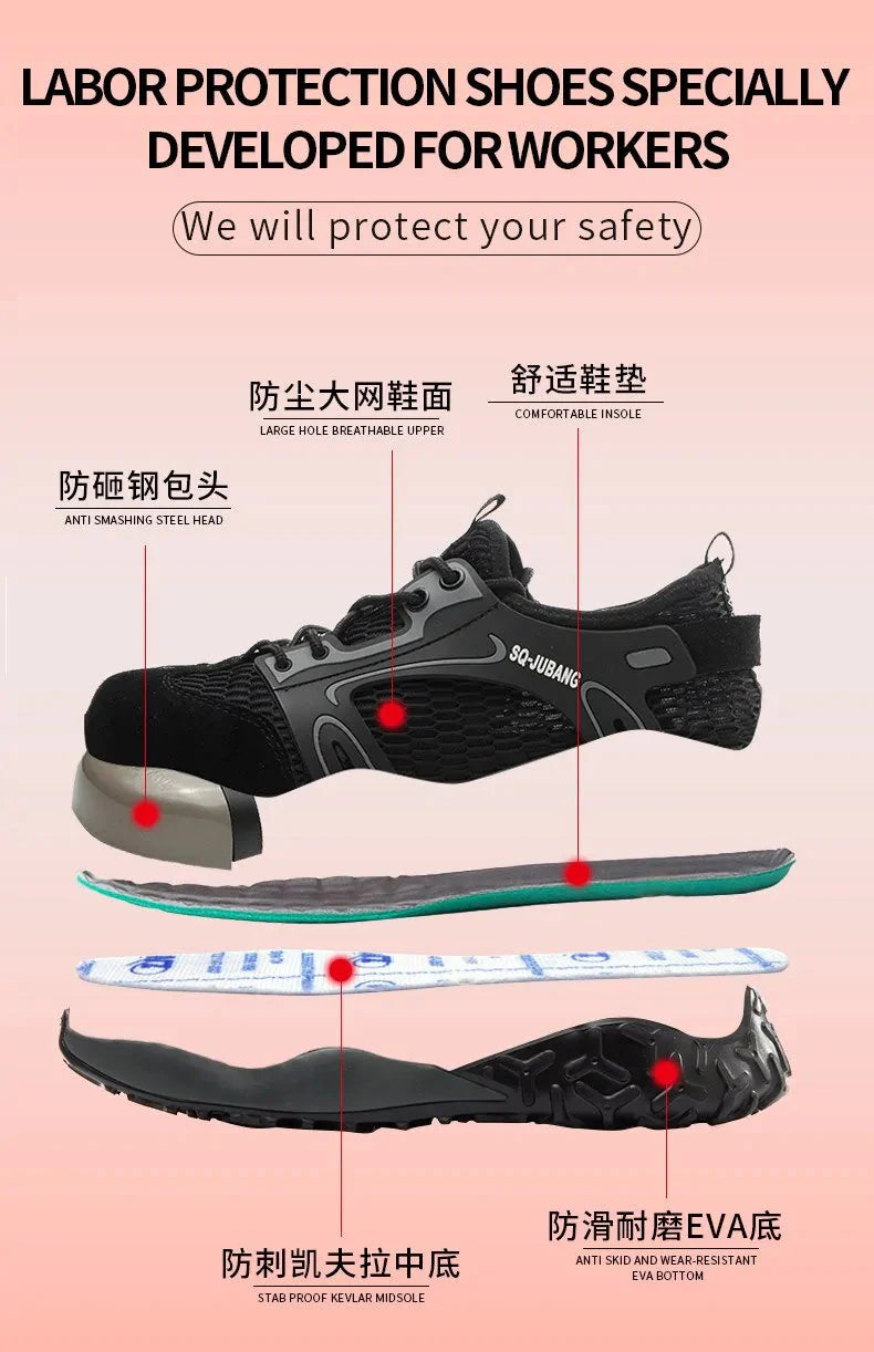 Anti-collision and Anti-smashing Breathable Safety Shoes Anti Spier