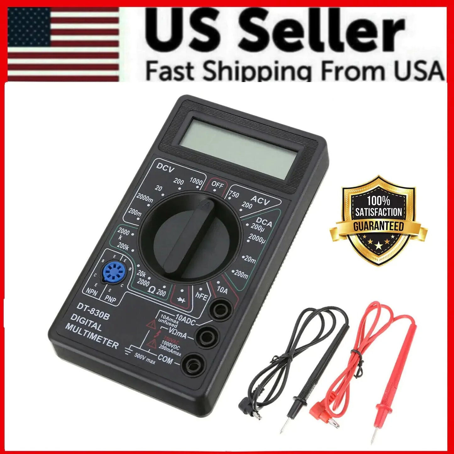 7 Fn Digital Multimeter AC DC Voltage Volt 10 Amp Current Resistance Ohm Meter Anti Spier