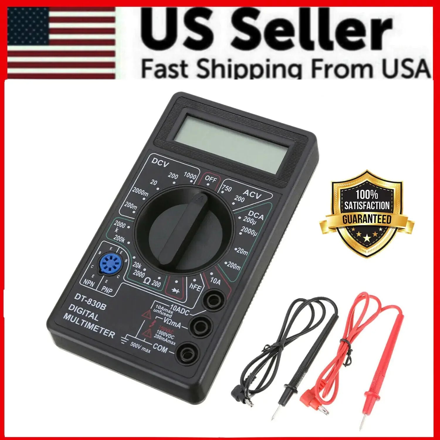 7 Fn Digital Multimeter AC DC Voltage Volt 10 Amp Current Resistance Ohm Meter Anti Spier