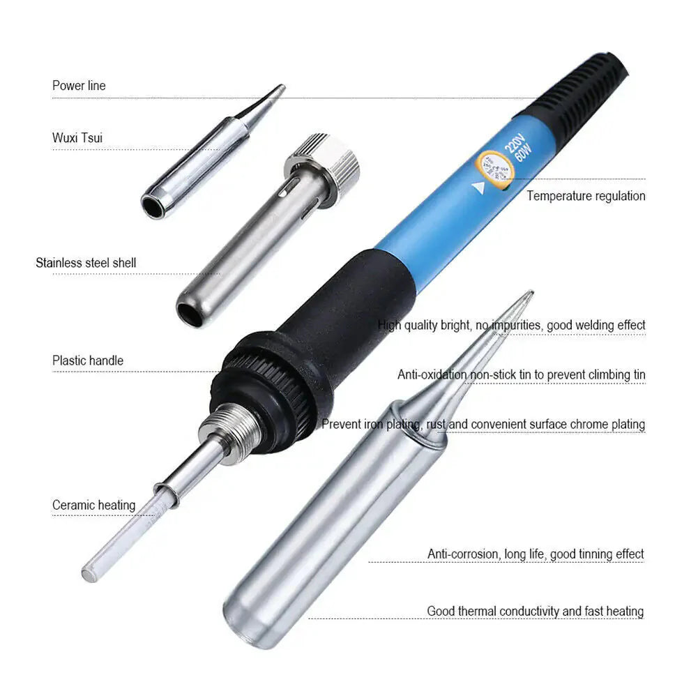 60W Soldering Iron Digital LCD Electric Welding Tools Solder Wire Tweezers Hand Anti Spier