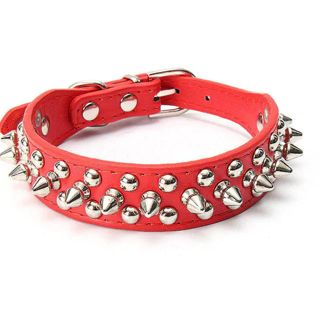 Spiked Studded Leather Dog Collar Rivets Pet Small Large Cat Pit Bull Adjustable Anti Spier