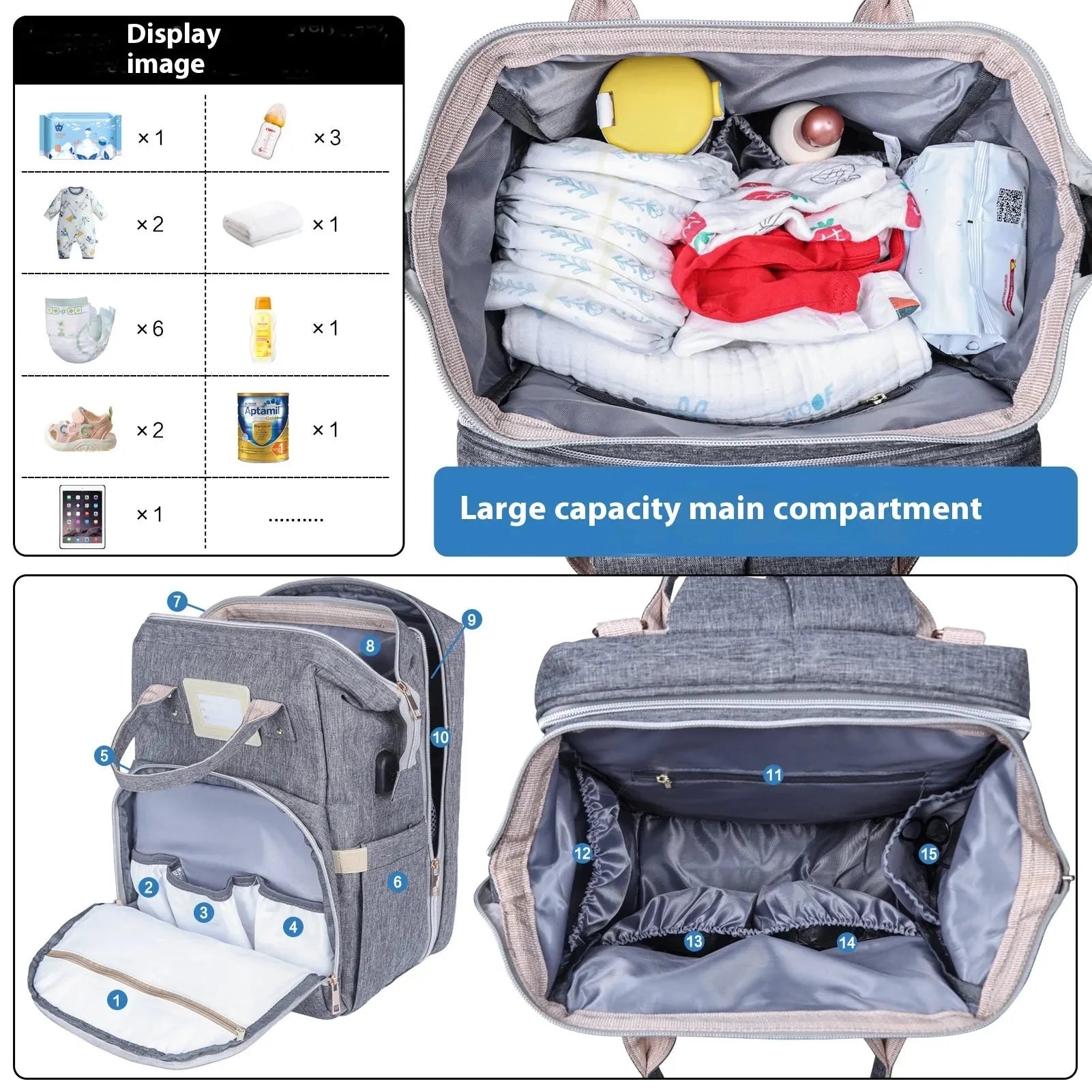 Large Multifunctional Mummy Backpack Anti Spier