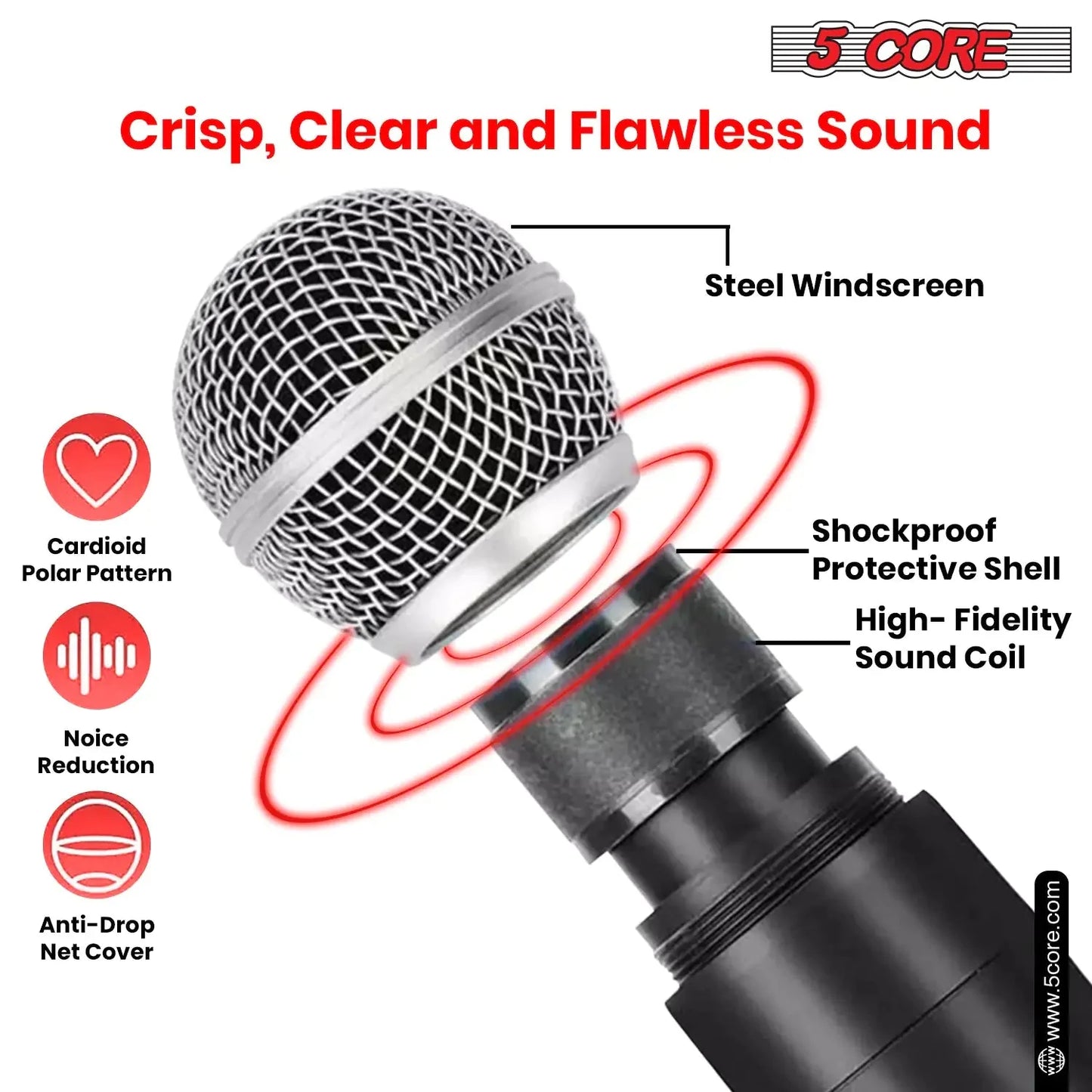 5Core Wireless Microphones VHF Microfonos Inalambricos Professional Handheld Cordless Mic Anti Spier