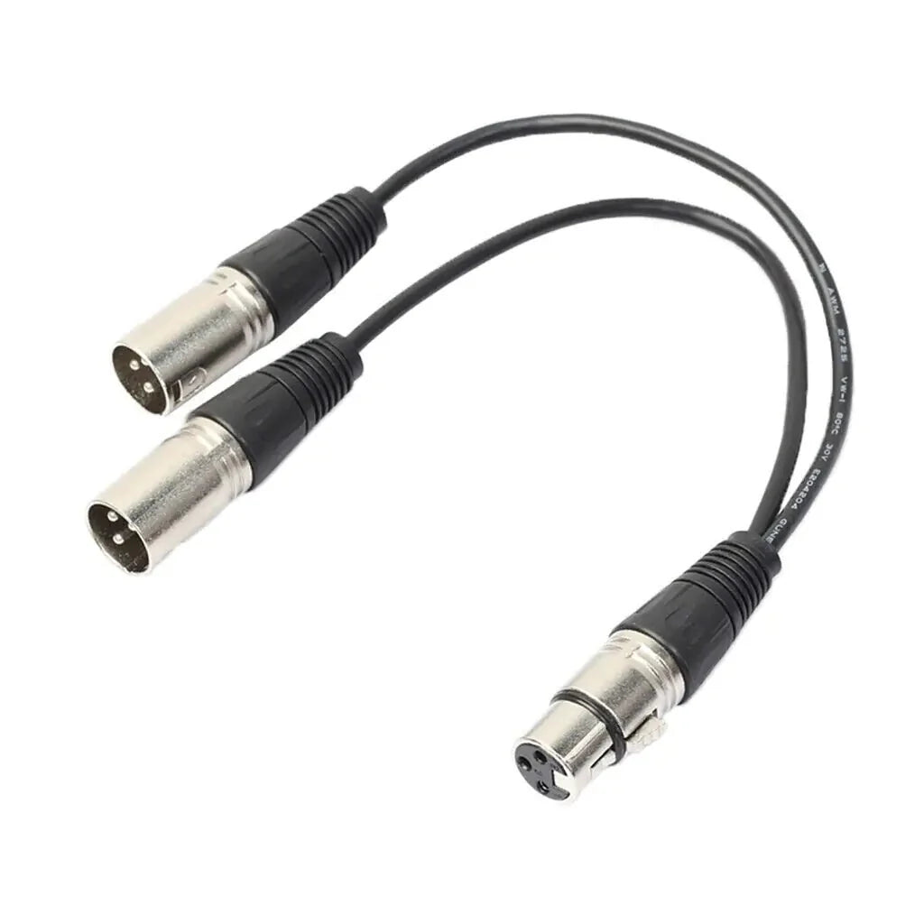 3Pin XLR Female Jack To Dual 2 Male Plug Y Splitter Cable Adapter Microphone USA Anti Spier