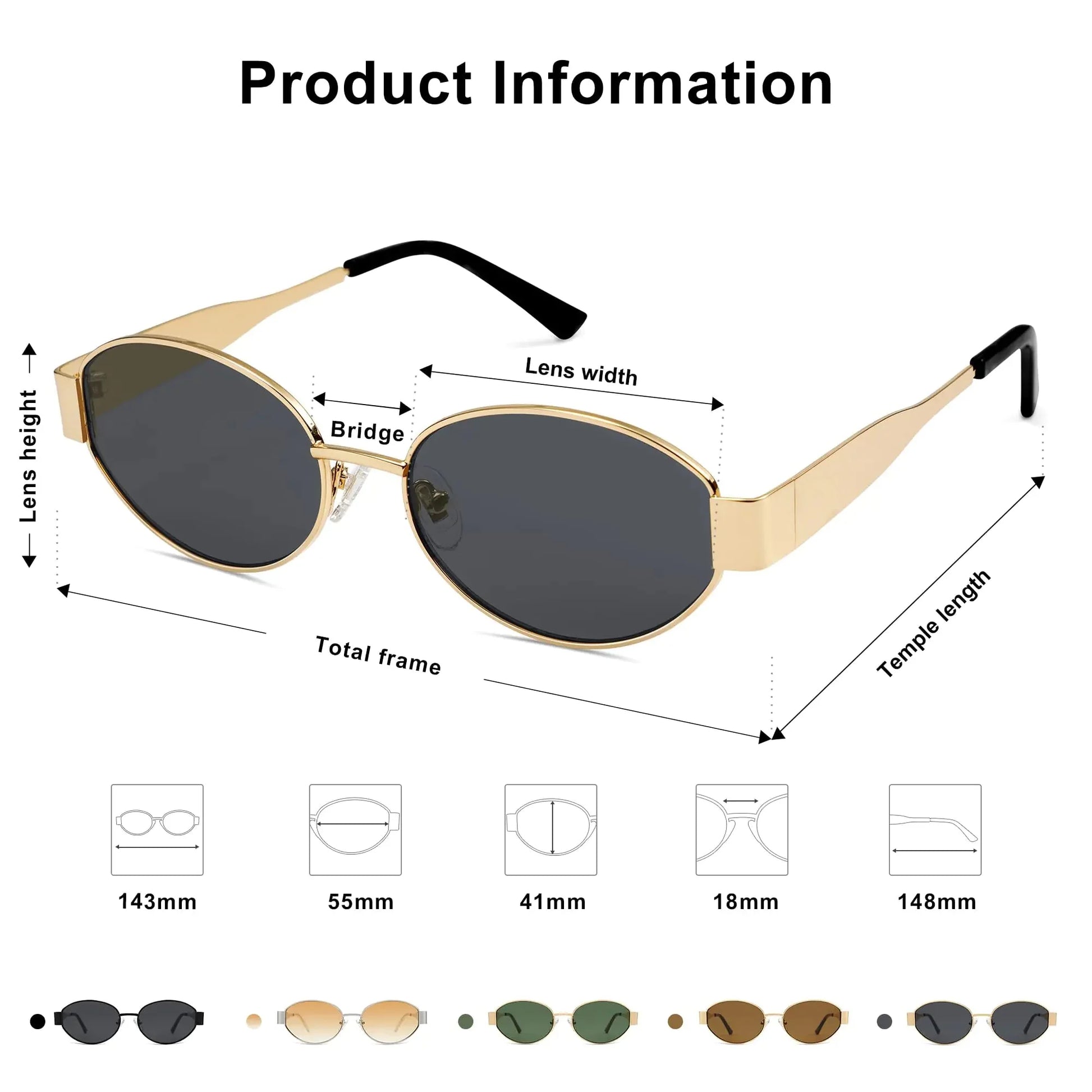 SOJOS Retro Oval Sunglasses for Women Men Trendy Sun Glasses Classic Shades UV400 Protection SJ1217 Gold/Grey Anti Spier