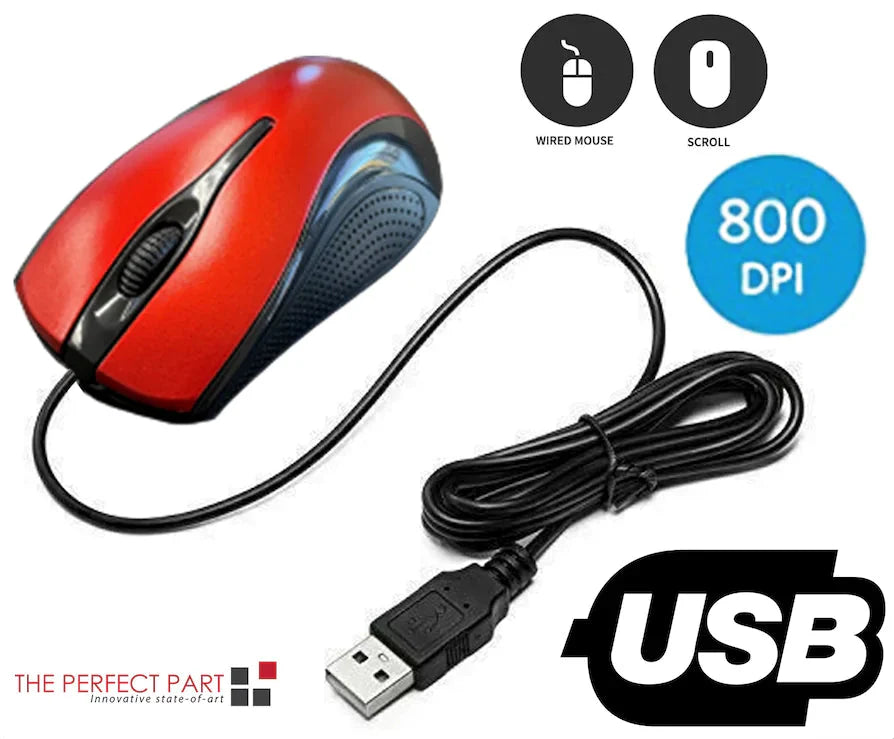 USB 2.0 Optical Wired Scroll Wheel Mouse For PC Laptop Notebook Desktop Red Mice Anti Spier