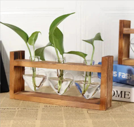Heart-Shaped Glass Vase with Wooden Stand – stylish and elegant! Anti Spier