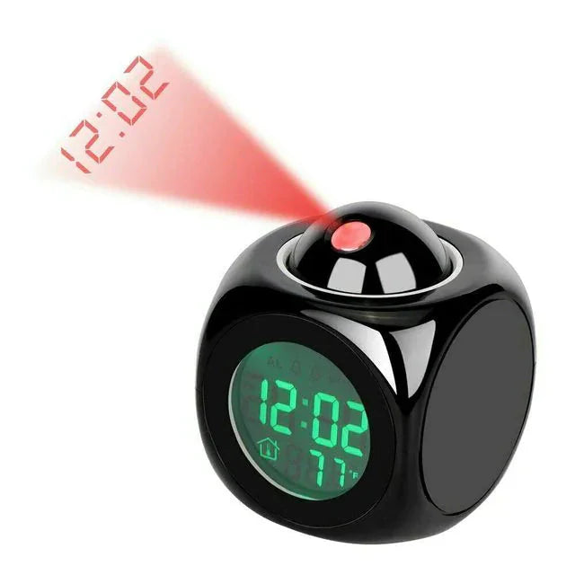 LED Projection Alarm Clock Digital LCD Display Voice Talking Weather Snooze USB Anti Spier