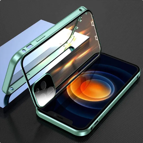 Double Sided Glass Snap Lock Case For iPhones Anti Spier