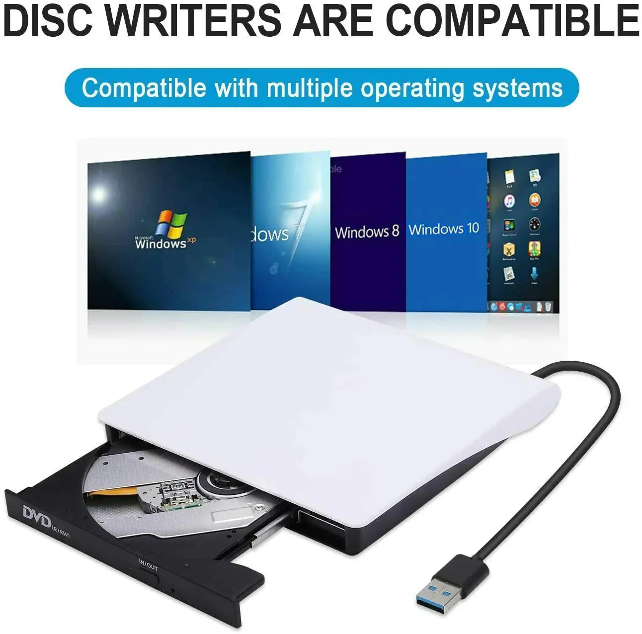 Slim External CD DVD Drive USB 3.0 Disc Player Burner Writer For Laptop PC Mac Anti Spier