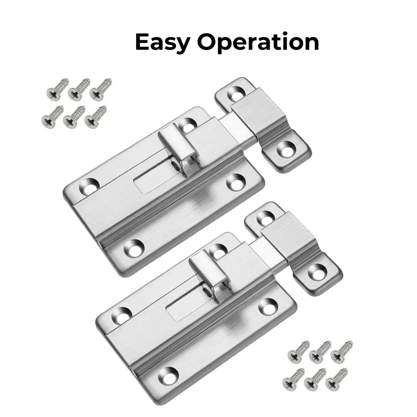2Pcs Stainless Steel Latch Sliding Silver Doors Lock Keyless Door Bolt For Doors Anti Spier
