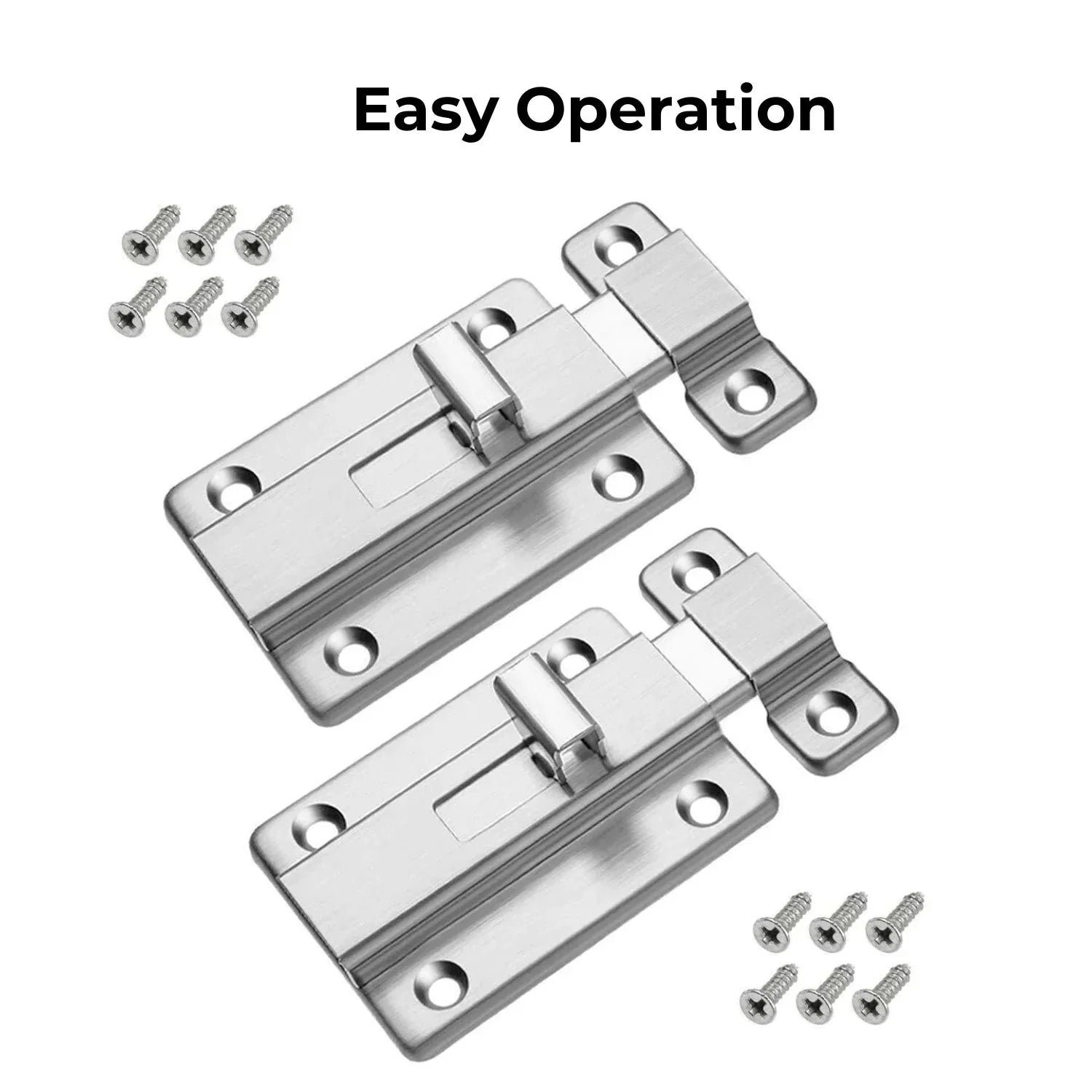 2Pcs Stainless Steel Latch Sliding Silver Doors Lock Keyless Door Bolt For Doors Anti Spier