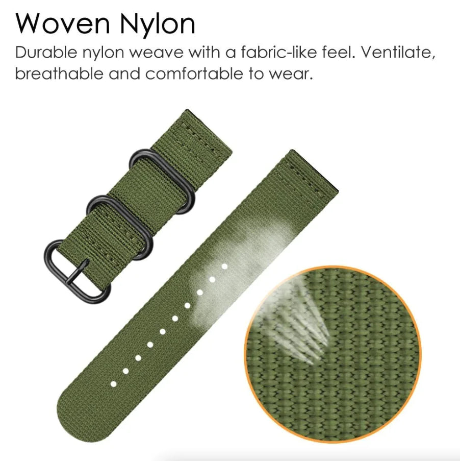18mm 20mm 22mm Durable Military Woven Nylon Wrist Watch Band Quick Release Strap - Anti Spier 