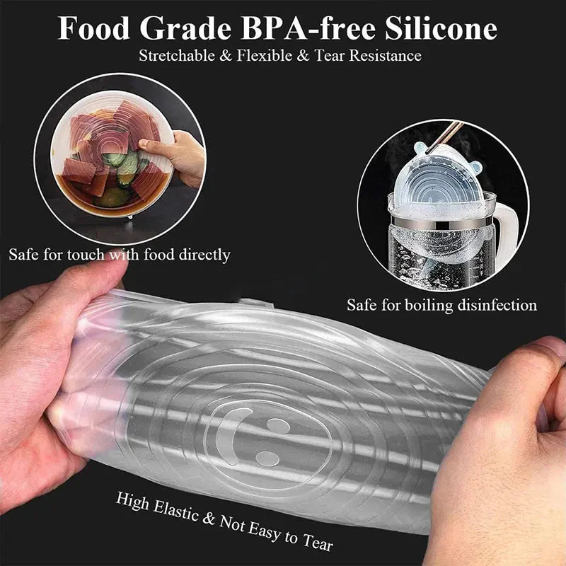Silicone Stretch Lids Reusable Airtight Food Wrap Covers Anti Spier