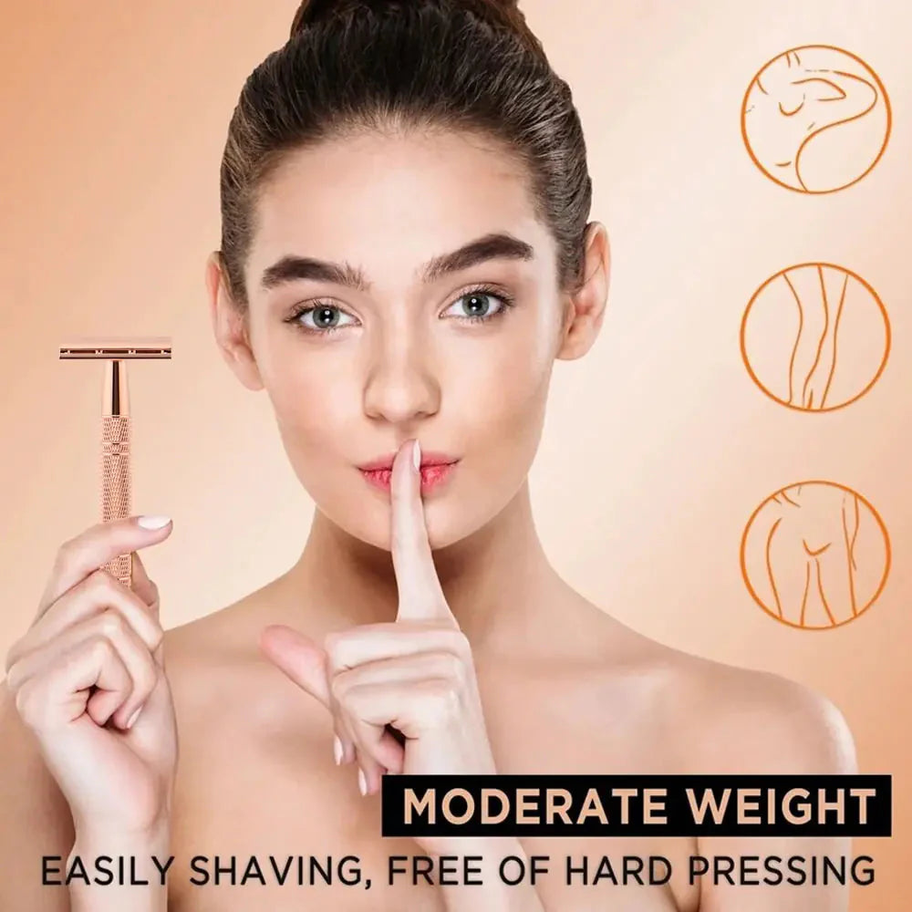 Rose Gold Double Edge Safety Razor Anti Spier