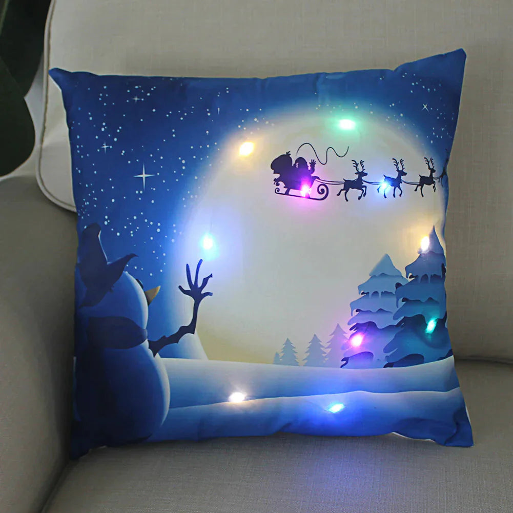 Super Soft Plush Christmas LED Lantern Pillowcase Anti Spier