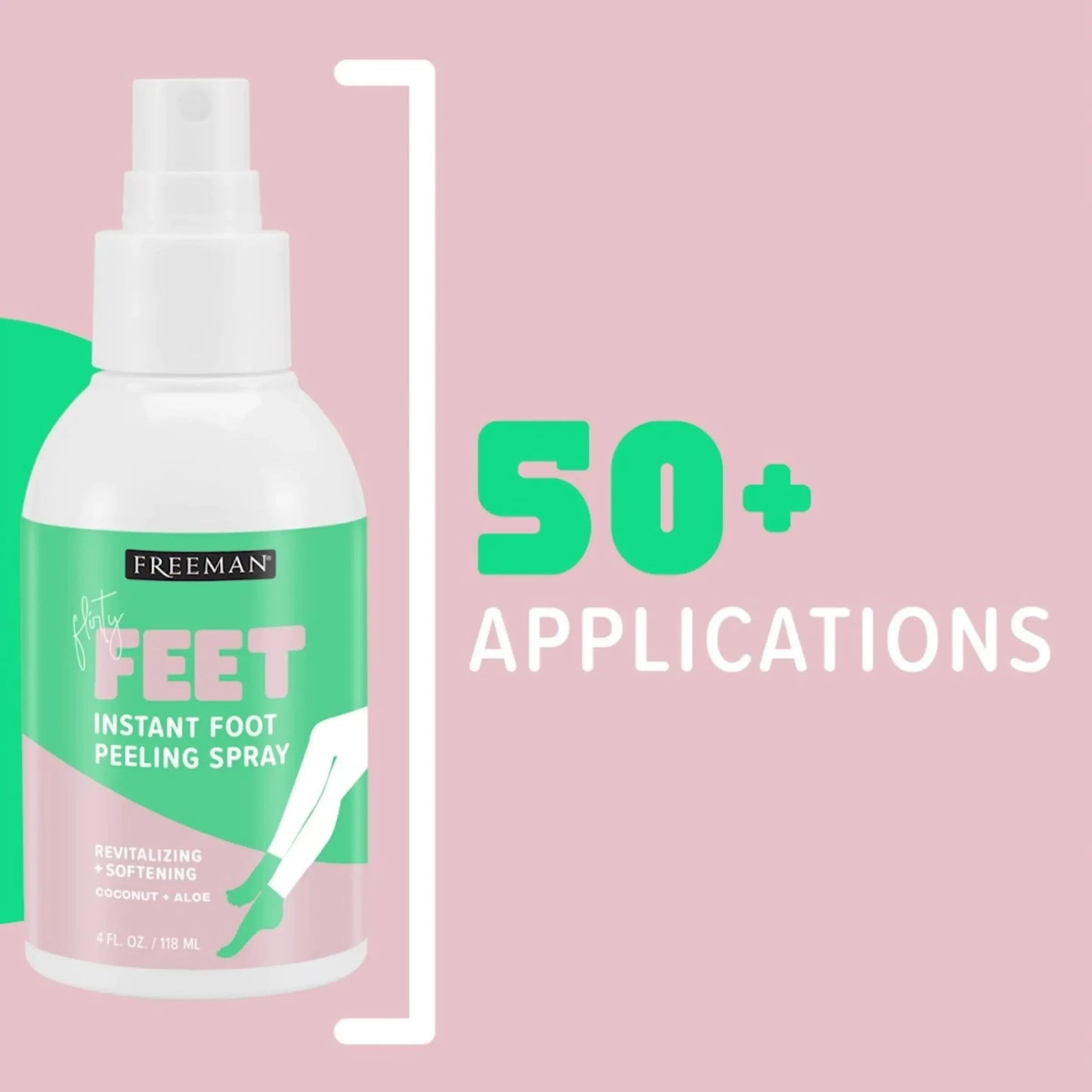 Freeman Flirty Feet Coconut and Aloe Instant Peeling Foot Spray, Softening Foot Peel Mask Exfoliates & Removes Dead Skin, Moisturizes Dry Feet, Clean Ingredients, 4 fl.oz./ 118 ml Bottle (Pack of 2) 4 Fl Oz (Pack of 2) Foot Peel Spray, 1 Count Anti Spier