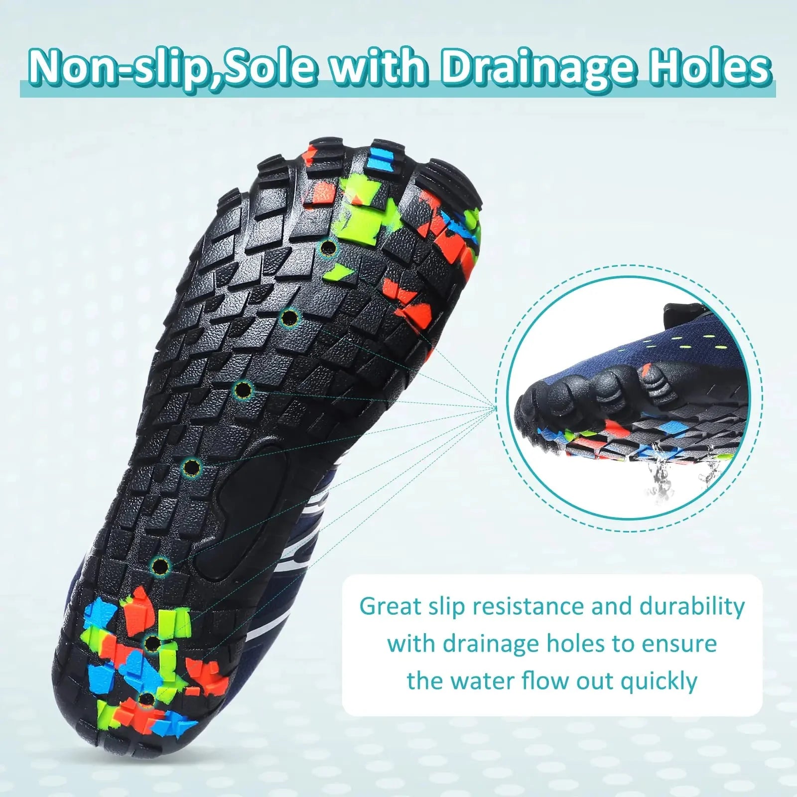 ziitop Water Shoes for Men Women Beach Barefoot Swim Rock Climbing Pool Shoes Socks, Anti-Slip Breathable Quick Dry Lightweight Slip-on, Outdoor Sport Hiking Walking Boating Fishing Diving Surfing 10.5 Women/9.5 Men Blue Anti Spier