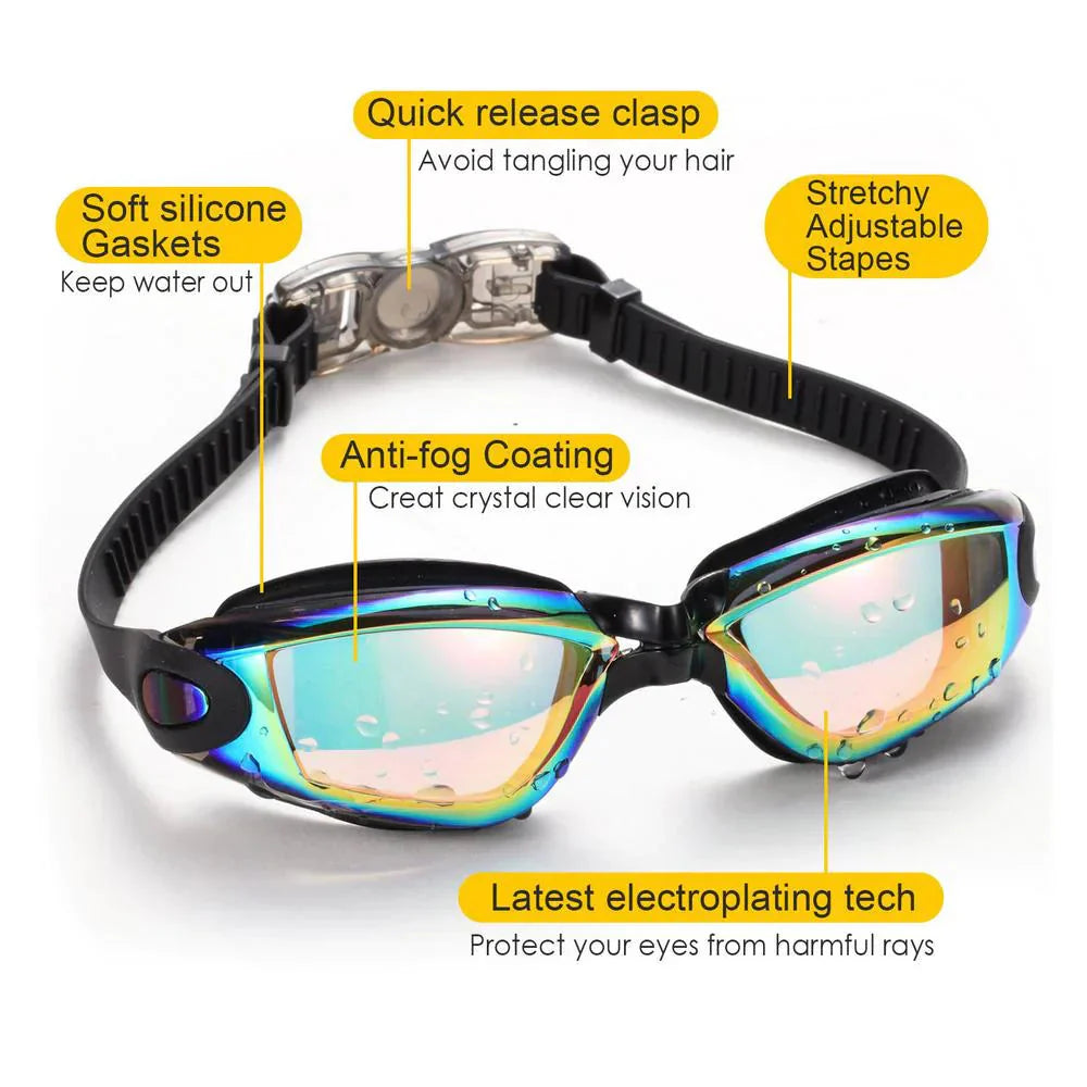 Clear Comfortable Swimming Goggles UV- Anti-Fog Swim Glasses Mirror Adult & Kids Anti Spier