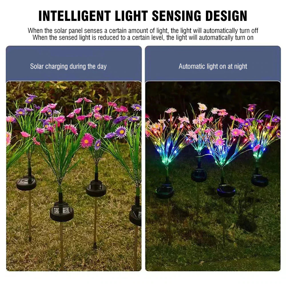Solar Garden Lights LED Flower Stake Lamp Outdoor Yard Waterproof Patio Decor Anti Spier