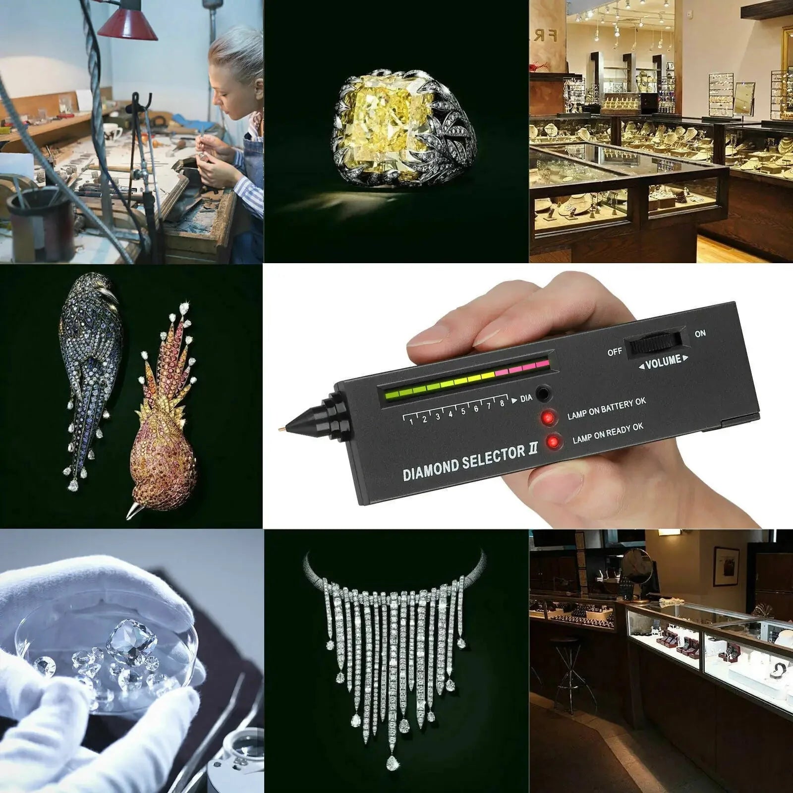 Portable Diamond Tester Selector Illuminated Jewelry Gemstone Testing Tool Kit Anti Spier