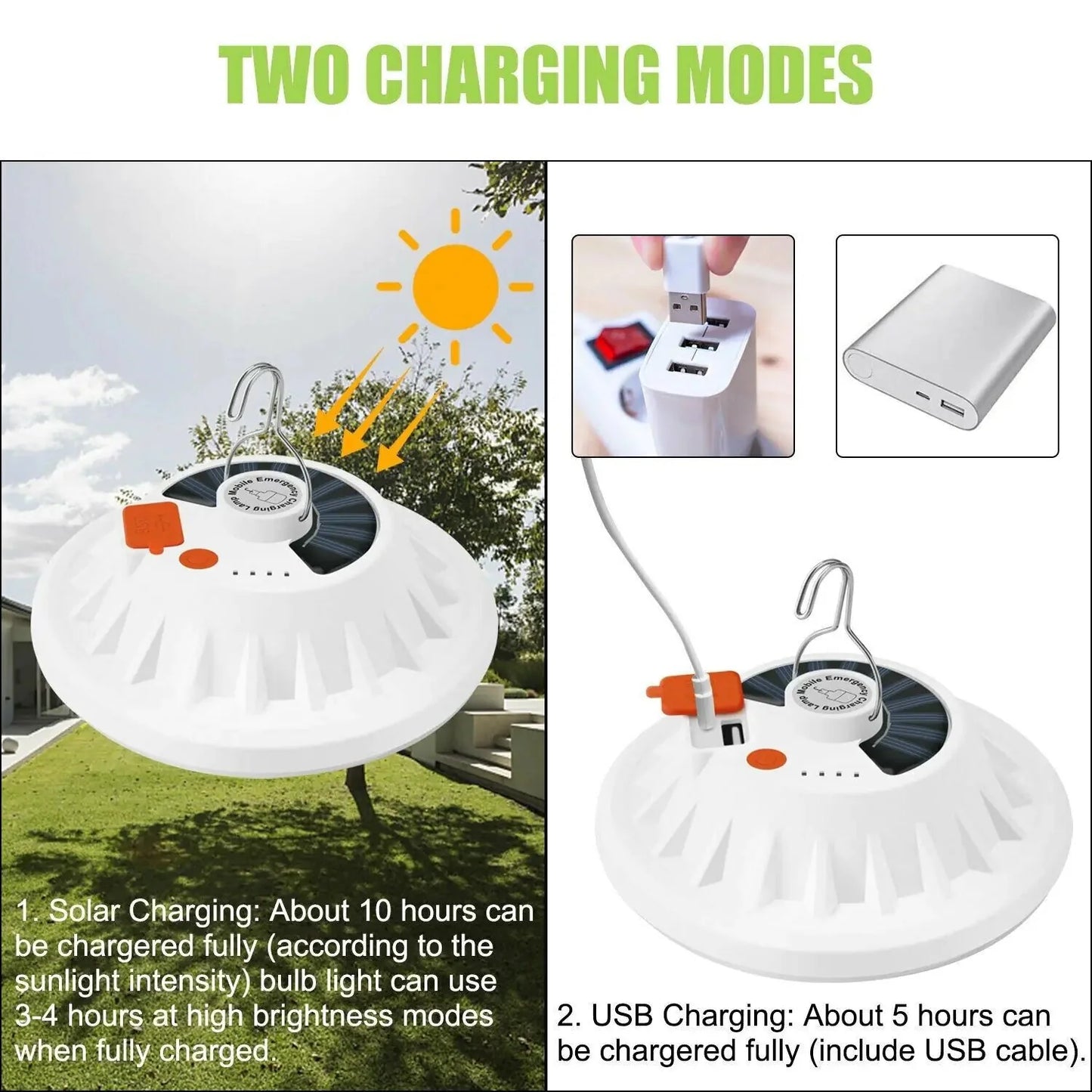 Rechargeable 60 LED Outdoor Camping Tent Light USB & Solar Lantern Hiking Lamp Anti Spier