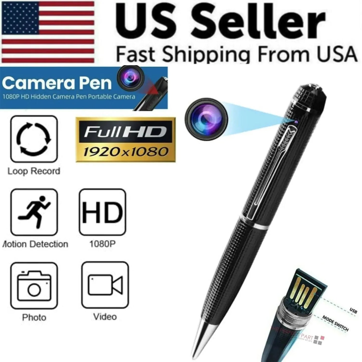 Hidden Cam Pocket Pen Camera 1080P HD Mini Body Video Recorder DVR Security USB Anti Spier