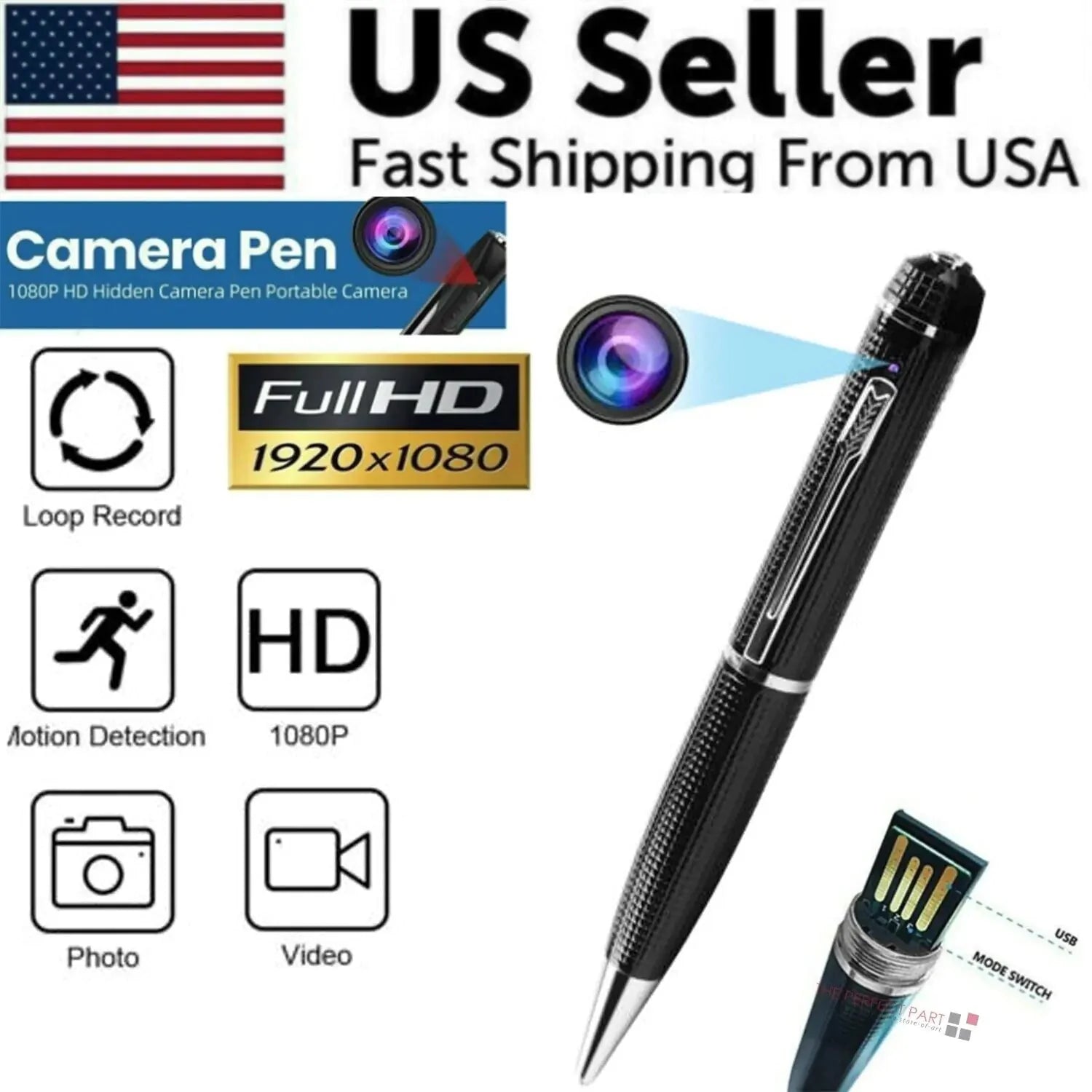 Hidden Cam Pocket Pen Camera 1080P HD Mini Body Video Recorder DVR Security USB Anti Spier