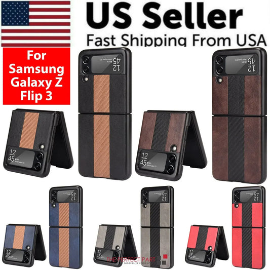 For Samsung Galaxy Z Flip 3 5G Slim Folding Leather Shockproof Phone Case Cover Anti Spier