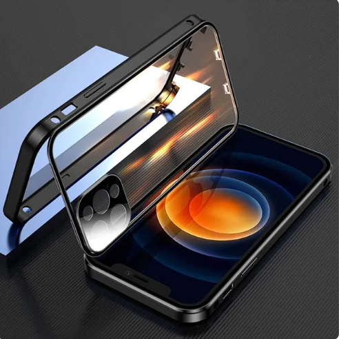 Double Sided Glass Snap Lock Case For iPhones Anti Spier