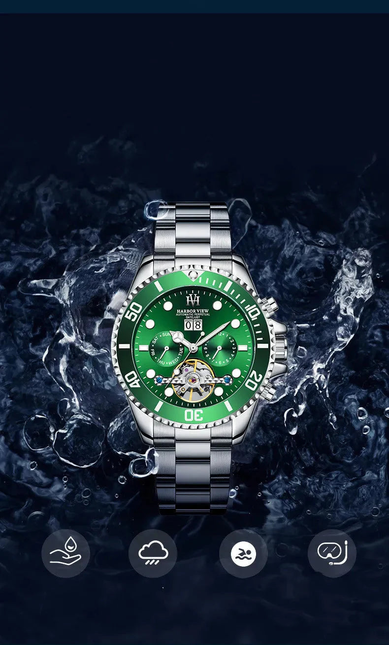 ARBOR VIEW Tourbillon Green Mechanical Watch Anti Spier