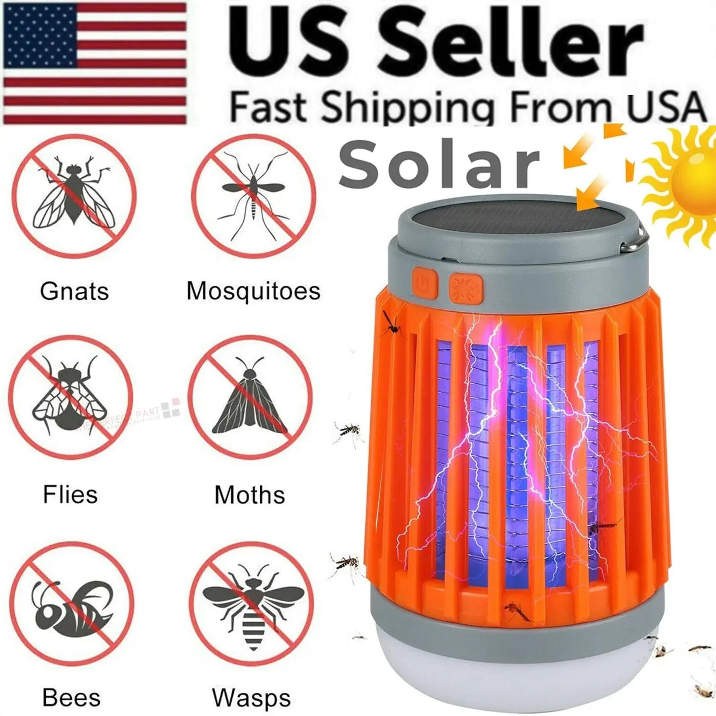 Solar USB Mosquito Killer Light Electronic Fly Bug Insect Zapper Trap Pest Lamp Anti Spier